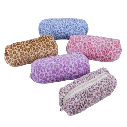 Leopard Furry Pencil Pouches